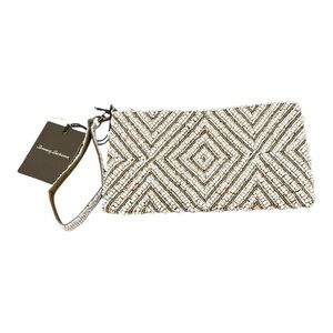 Tommy Bahama new with tags beaded diamond gold detail wristlet clutch